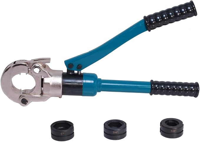 Hydraulic Copper Tube Crimping Tool, Copper Pipe Fittings Crimping Plumbing Tools, Crimper Plumbing Pressing Tool, with 1/2", 3/4" and 1" Jaws
