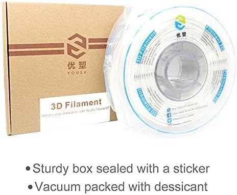 YOUSU White PVB Filament 1.75 mm for 3D Printer & 3D Pen 1 kg (2.2 lbs), Print As Easy as PLA Filament, can be Polished with Alcohol to get Smooth Surface.