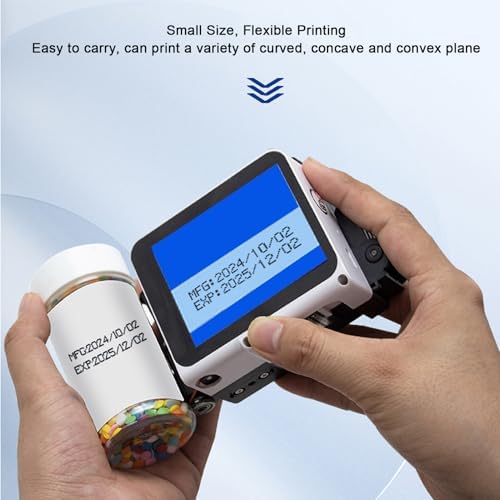 Zunate 2 in 1 Handheld Inkjet Printer - 12.7mm Portable Inkjet Printing Machine with Touchscreen, Multi Languages Materials for Barcode Date Label Batch Number