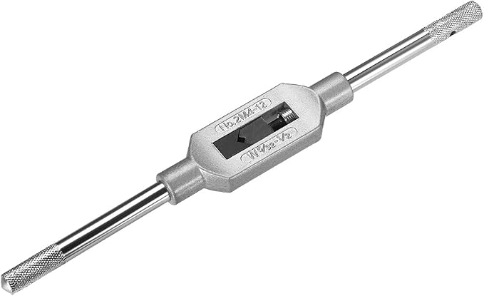 uxcell Adjustable Tap Wrench Handle, for Metric M4-M12 W5/32-1/2 Taps, Thread Tap Holder Reamer Hand Tapping Tool for Machinist Repair, Medium Carbon Steel Handle with Nickel Plated