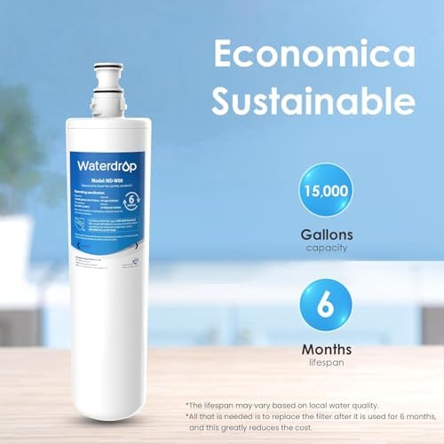 Waterdrop 3US-MAX-F01 3US-PF01 Maximum Replacement Filter, Replacement for Filtrete® Advanced 3US-PF01, 3US-MAX-F01, 3US-PS01, 3US-MAX-S01, Manitowoc K-00337, K-00338, NSF/ANSI 42 Certified, 4 Pack