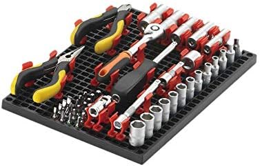 Organizer Genie 76 Piece Pegboard Tool Organizer Starter Kit, Flexible and Specially Designed to Hold All Tools - 4 Red Pegboards, 36 Socket Holders, 36 Universal Clips