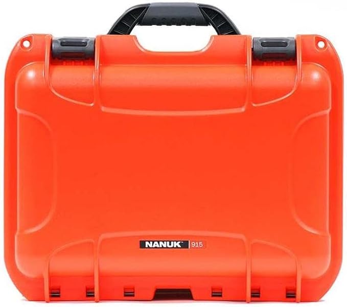 NANUK 915 Hard Case with Cubed Foam – Compact Waterproof Travel Camera Hard Case with Padded Dividers, 13.8” x 9.3” x 6.2” – Dustproof and Impact Resistant, Airline Carry-On Approved – Orange