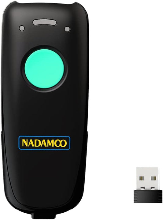 NADAMOO Wireless Barcode Scanner Compatible with Bluetooth Function, 2.4G Wireless & Wired 3-in-1 Bar Code Scanner Portable USB CCD Reader, Work with iPhone iPad Android Windows Mac OS - Light Blue