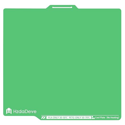 HzdaDeve Upgraded Cool Plate for Lab X2D/P2S/P1S/P1P/A1/X1C 257.5x257.5MM Low Temperature Cold Build Plate No Heating No Glue Double Sided Smooth Board Sheet Bed PEI Platform for Bambu Lab (Green)
