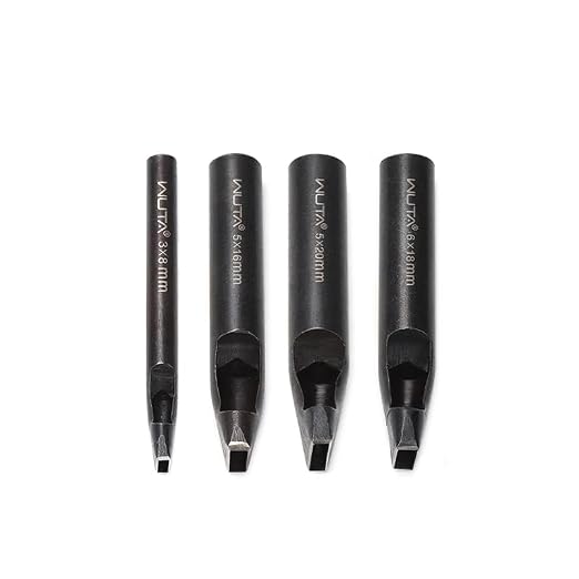 WUTA 4 Pcs Rectangle Leather Hole Punch Set, High Carbon Steel Punch Tool, Hollow Punch Cutter Kits for Belt & Leather Crafting（3 * 8mm + 5 * 16mm + 5 * 20mm + 6 * 18mm）