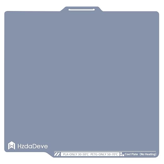 HzdaDeve Upgraded Cool Plate for Lab X2D/P2S/P1S/P1P/A1/X1C 257.5x257.5MM Low Temperature Cold Build Plate No Heating No Glue Double Sided Smooth Board Sheet Bed PEI Platform for Bambu Lab (Grey)