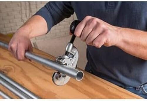 RIDGID 32935 Model 20 Screw Feed Tubing and Conduit Cutter with Heavy-Duty Wheel for 5/8" to 2-1/8" Copper, Aluminum, Brass, and Thin-Wall Steel Tube with X-Cel Knob, Reamer, and Spare Wheel