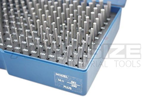 Accusize Industrial Tools 190 Pc 0.061'' to 0.250'' Plus Pin Gauge Set, Class Zz, 2'' Overall Length, P1(+) | 190 Pc, Class ZZ, Plus Tolerance, 2" OAL, Steel, Electro-Etched Sizes