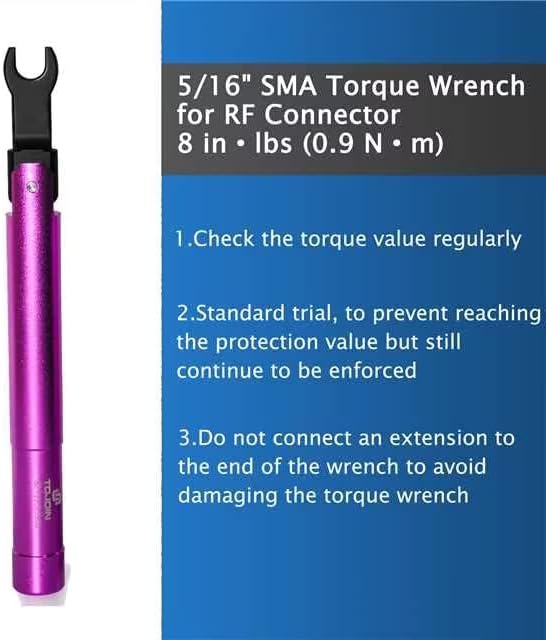SMA Torque Wrench for RF Connector, 8mm Opening, 0.9 Nm Torque, Alloy Steel Material, Purple Color