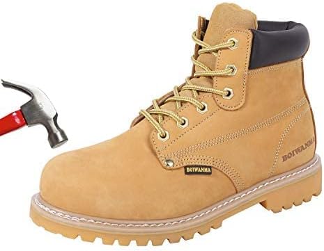 Work Boots for Men, Steel Toe, Leather, Oil, Slip and Heat Resistant Heavy Duty Wide Industrial & Construction Safety Boots, US 16W