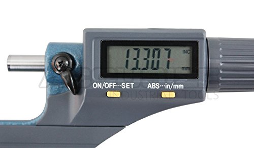Accusize Industrial Tools 0-1''/0-25 mm by 0.00005''/0.001 mm 2 Key Electronic Digital Outside Micrometer, Metric/Imperial, Md71-0001 | 2-Key Electronic Digital, Carbide-Tipped, Data Output, 0.00005 in Resolution