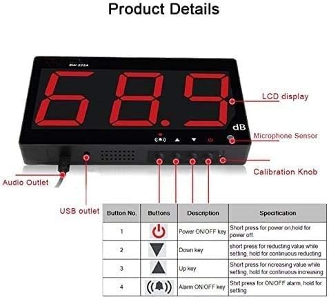 SW-526A Sound Level Meter Tester 30-130db 18in Large Screen LCD Display Wall Hanging Type Decibel Noise Measuring with Alarm (Enlarged Sound Level Meter)