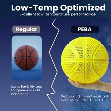 PEBA Filament 1.75mm Full 1kg SpoolHaus Super Bounce | High Rebound Flexible Filament | The Super TPU 78% Energy Return | Bouncy Airless Basketball 3D Printer Filament Lightweight Yellow 1kg