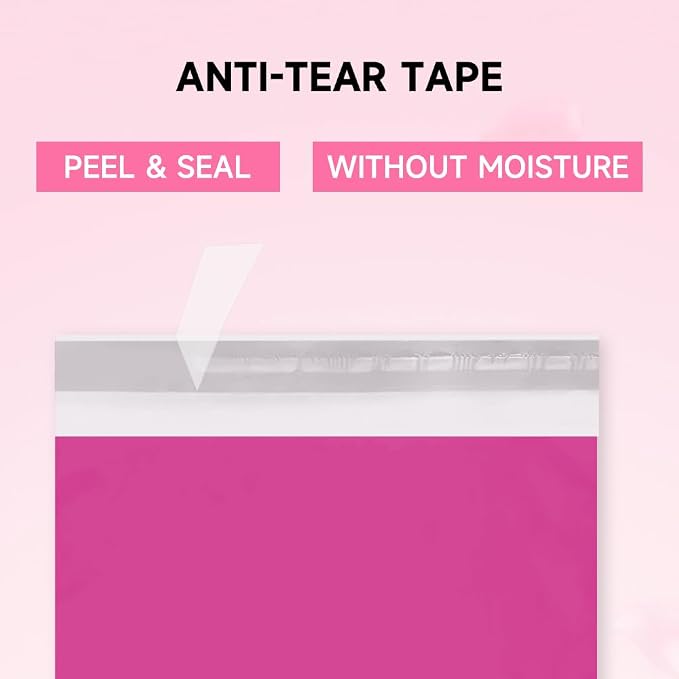 Pink Poly Mailers 14.5x19 Inch, 200 Pack | Self-seal shipping bags with secure adhesive; for resellers, clothing, towels, accessories, and regular shipping