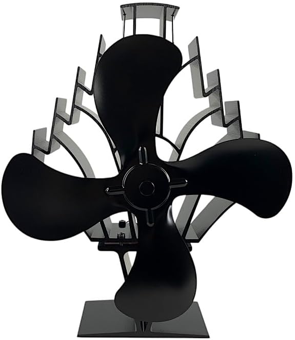 Heat Powered Stove Fan for Wood & Pellet Burners: Compatible with Log Burners, 348 CFM Airflow,13" Large 4-Blade Non-Electric Dual Motor Thermal Blower, Black by Freedom Stoves