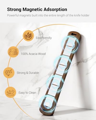 Swaitee Magnetic Knife Holder, 24 Inch, with 6-Pack Self-Adhesive Strips (3.3" × 1.9") – No Drill