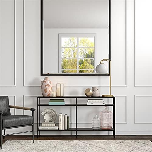 Henn&Hart 55" Wide Rectangular Console Table with Metal Shelves in Blackened Bronze, Entryway Table, Accent Table for Living Room, Hallway | Industrial-style with open metal shelving and durable metal construction for entryways, living rooms, hallways,...