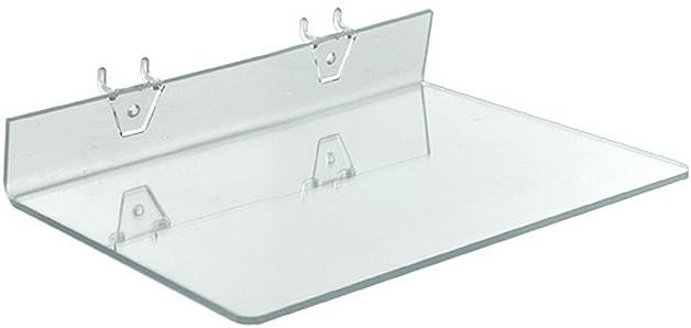 Azar Displays 556018 Clear Acrylic Shelf for Pegboard or Slatwall (4 Pack)