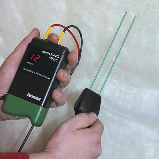 Lignomat Pin Wood Moisture Meter, Digital Moisture Detector for Lumber Drywall Firewood Masonry Woodworking Plaster Floor - mini-Ligno D/C, Electrode E14M, Pouch