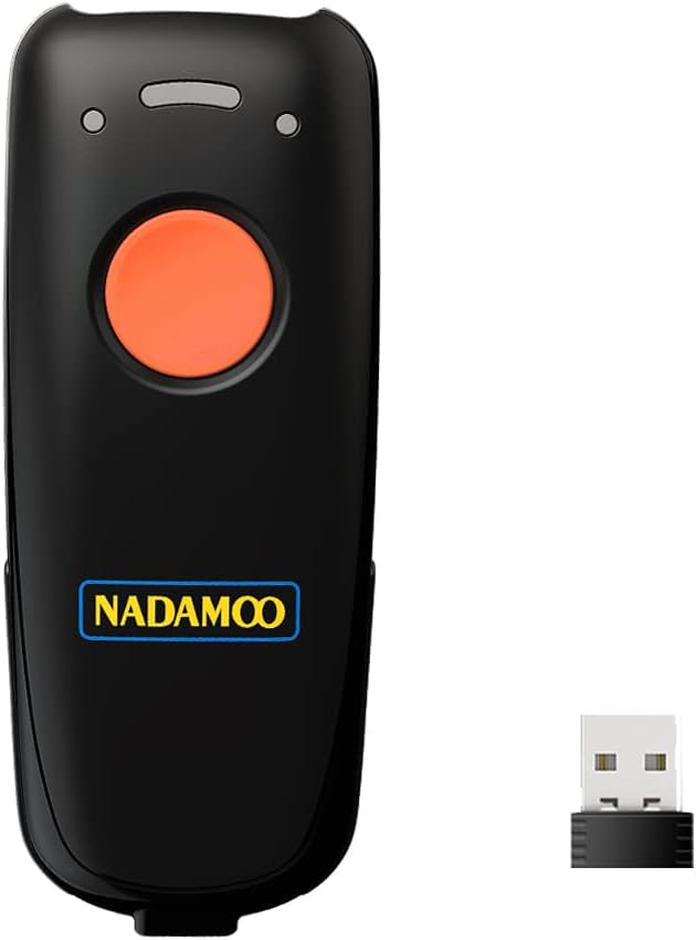 NADAMOO Wireless Barcode Scanner Compatible with Bluetooth Function, 2.4G Wireless & Wired 3-in-1 Bar Code Scanner Portable USB CCD Reader, Work with Tablet iPhone iPad Android Windows Mac OS - Orange