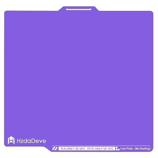 HzdaDeve Upgraded Cool Plate for Lab X2D/P2S/P1S/P1P/A1/X1C 257.5x257.5MM Low Temperature Cold Build Plate No Heating No Glue Double Sided Smooth Board Sheet Bed PEI Platform for Bambu Lab (Purple)