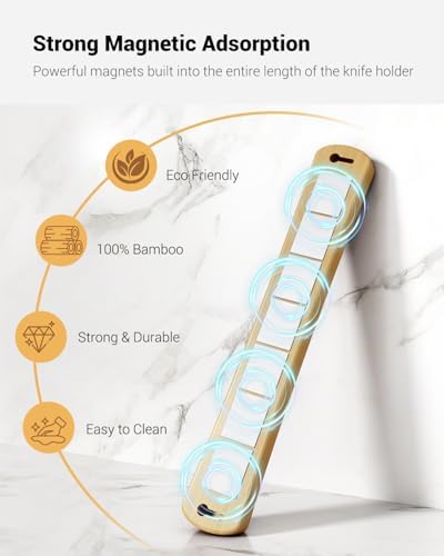 Swaitee Magnetic Knife Holder, 24 Inch, with 6-Pack Self-Adhesive Strips (3.3" × 1.9") – No Drill