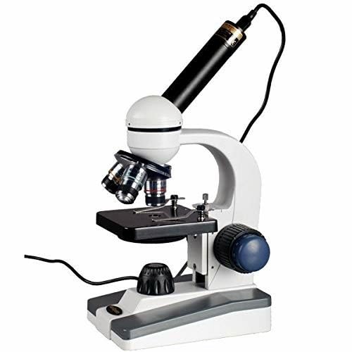 AmScope - 40X-1000X Compound Monocular Student Microscope Set + Slide Preparation Kit + Science Experiment Cards - M150C-SP14-EXCL1