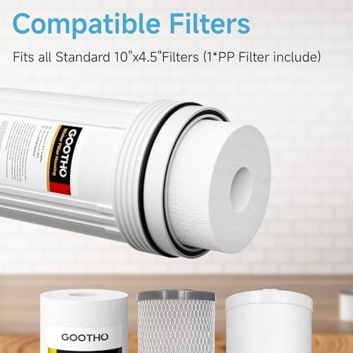 1 * 10 * 4.5 Whole House Water Filter Housing +5 * 5 Micron 10"x4.5" PP Sediment Filters for Well and City Water Combo