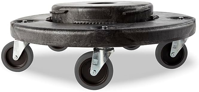 Rubbermaid Commercial Products Brute Quiet Dolly, Compatible with 20, 32, 44, and 55-Gallon Brute® Containers, Black, for Restaurants/Back of House/Offices/Warehouses/Airports/Commercial Environments