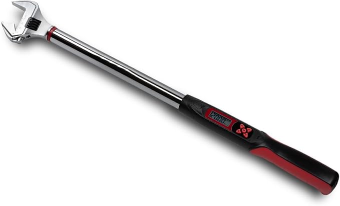 Tapha Tools Adjustable Digital Torque Wrench 7.4 - 147.5 ft-lbs (10 - 200 N-m) Torque Range, 10 - 41 mm Adjustable Jaw, LED and Buzzer Notification, Preset Memory, ISO 6789 Tested and Calibrated
