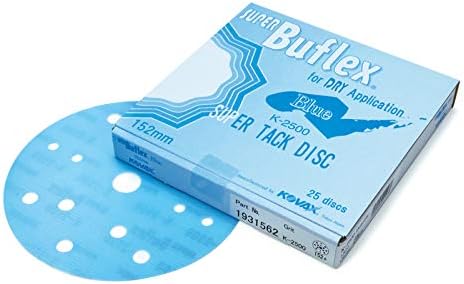 Eagle Abrasives Super Buflex Flexible Dry 6 inch Sanding Discs, Blue K-2500, 15 Holes, Hook & Loop, 193-1562, 25 Discs