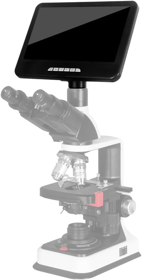 7" 24MP Smart Monitor with Free Software-One Click Capturing Images & Video, Measuring Lengths HDMI & USB Interface Real-time Transmission for Standard C-Mount Trinocular Microscope