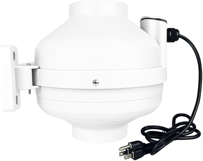 4 Inch Radon Fan, Quiet 2 Speed 260/188CFM Radon Mitigation System Inline Duct Fan IP67 Waterproof, High Airflow Exhaust Fan for Indoor Outdoor Air Ventilation