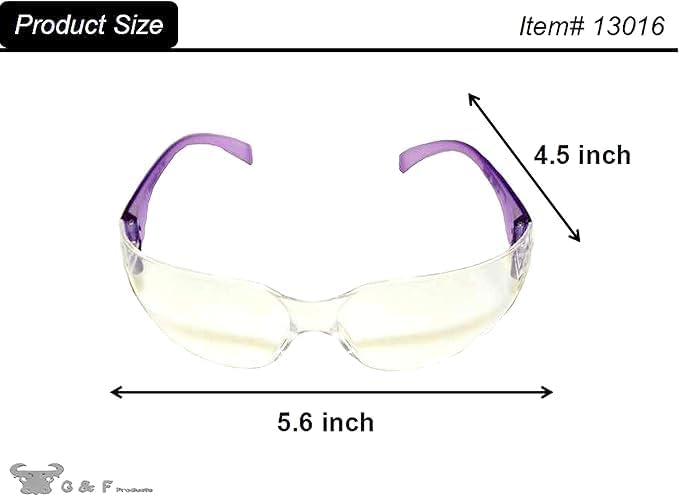 G & F Products - 13016-NEW 13016NEW Safety Goggles with 99% Protection Against UV-A, B & C Rays, Impact, & Ballistic Resistant & Clear Lenses 12 Count (Pack of 1) unisex
