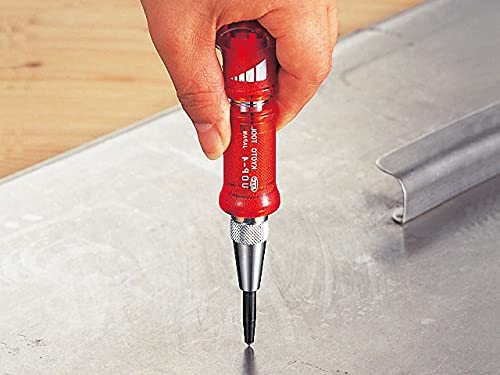 KTC Auto Punch - Auto Metal Hole Punch - Red, Silver - High Carbon Steel - Plastic/Rubber Handle - Industrial Modern Style