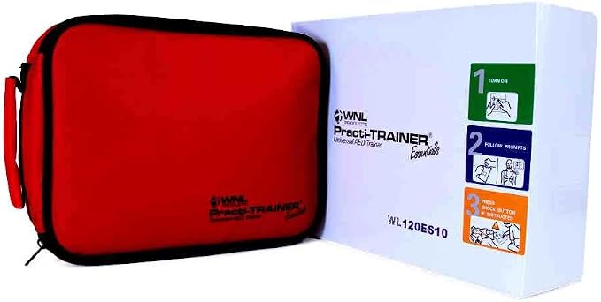 WNL Products WL120ES10-ABUNDLE For training use only AED Defribrillator Practi-Trainer Essentials Base with 10 Pack Practi-VALVE disposable CPR Training Valve Combo Kit