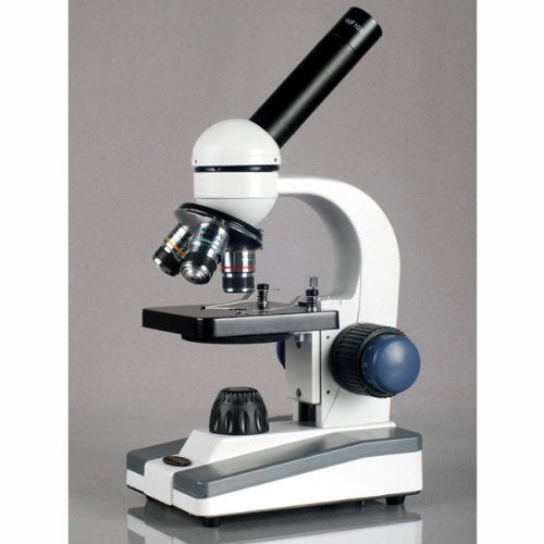 AmScope M150 Series Portable Monocular Student Compound Microscope - 40X-1000X Magnification - Comes with 50 Blank Slides, 100 Cover Slips & More