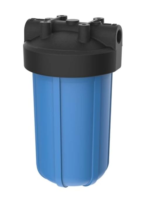 Pentair Pentek 150470 Big Blue Filter Housing, 3/4" NPT, 10-Inch Whole House Heavy Duty, NSF Certified, High-Flow Polypropylene Cap, Holds 4.5" Cartridges, Black/Blue