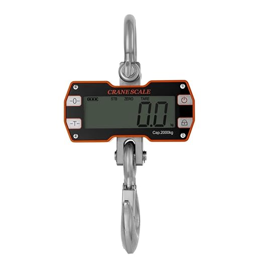 Klau 2000kg 4000 lb Heavy Duty Crane Scale, Orange | Industrial Hanging Scale, LCD Display, Remote Included, For Home Farm Factory Hunting