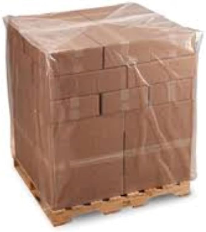 Farm Plastic Supply Pallet Covers - 3 Mil (55' x 53' x 75') - Heavy Duty Construction Grade Strength, Tear Resistant, Polyethylene Pallet Bags, Outdoor Protection, and Pallet Storage (Clear, 5 Pack)