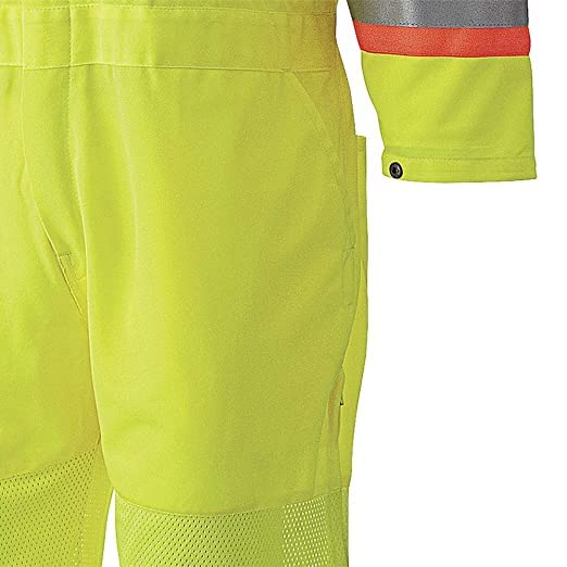 Pioneer High Visibility Polyester Knit Traffic Safety Coverall with Mesh Ventilation Panels, Reflective Tape, Leg Zippers, Yellow/Green, Unisex, XL, V1070160U-XL