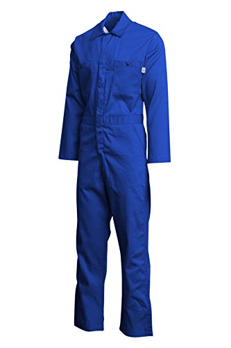 Lapco FR CVEFR7RO-5XL TL Flame Resistant Economy Coveralls, 100% Cotton Twill with Moisture Management, HRC 2, NFPA 70E, 7 oz, 5X-Large Tall, Royal