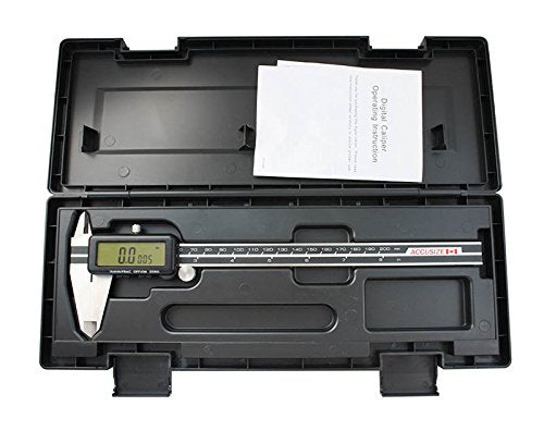Accusize Industrial Tools 8'' Full Screen LCD Electronic Digital Caliper, Metric/Inch/Fractional, 1/128'', 1110-0828 | 200 mm/8 in Range, 0.01 mm/0.0005 in/1/128 in Resolution, ±0.03 mm Accuracy, Metric/Inch/Fractional, Full Screen LCD