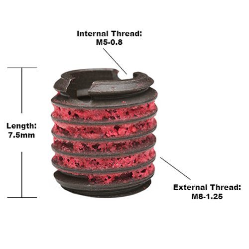 E-Z LOK EZ-450-5 Threaded Inserts for Metal, M5-0.8 Installation Kit, Steel, Black Oxide