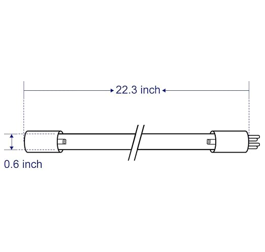 HQUA-OWS-6L 25W Germicidal Tube, 4-Pin Base, Water Purifier Replacement Source for 6 GPM Water Disinfection System, 2 Pack