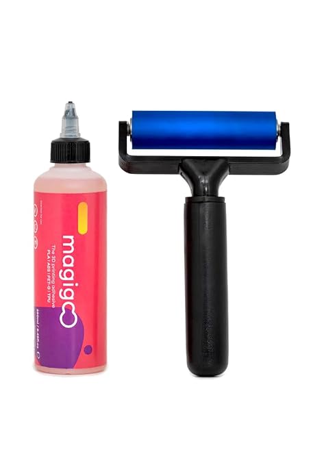 Magigoo - Glide Kit - 3D Printer Adhesive with Roller for Prosumers and Studios - Long Lasting and Reduces Warping for ABS, PLA, PETG, HIPS, TPU on Glass, Flex Plate, PEI, Buildtak, and Kapton (250ml)