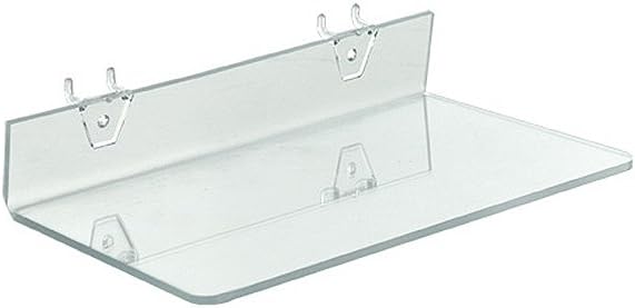 Azar Displays 556099 Clear Acrylic Shelf for Pegboard or Slatwall (4 Pack), 13.5" W x 6"D