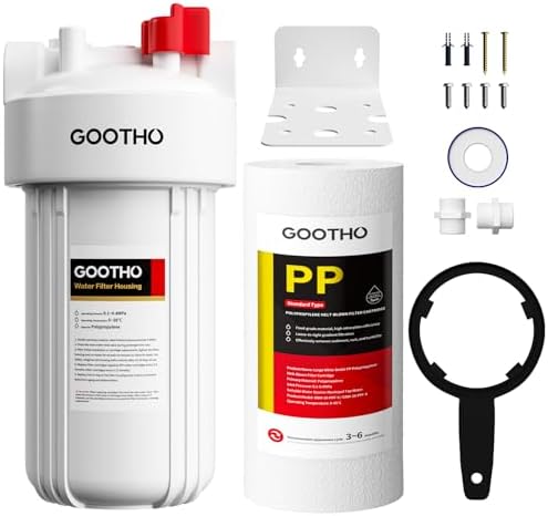 1 * 10 * 4.5 Whole House Water Filter Housing +5 * 5 Micron 10"x4.5" PP Sediment Filters for Well and City Water Combo