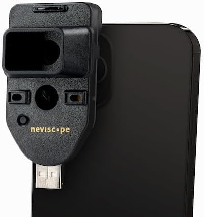 Neviscope Black Phone Dermatoscope Microscope with Polarized Lens/LED Light, 100x Camera Attachment with Universal Clip for Most iPhone/Android Phones Free App